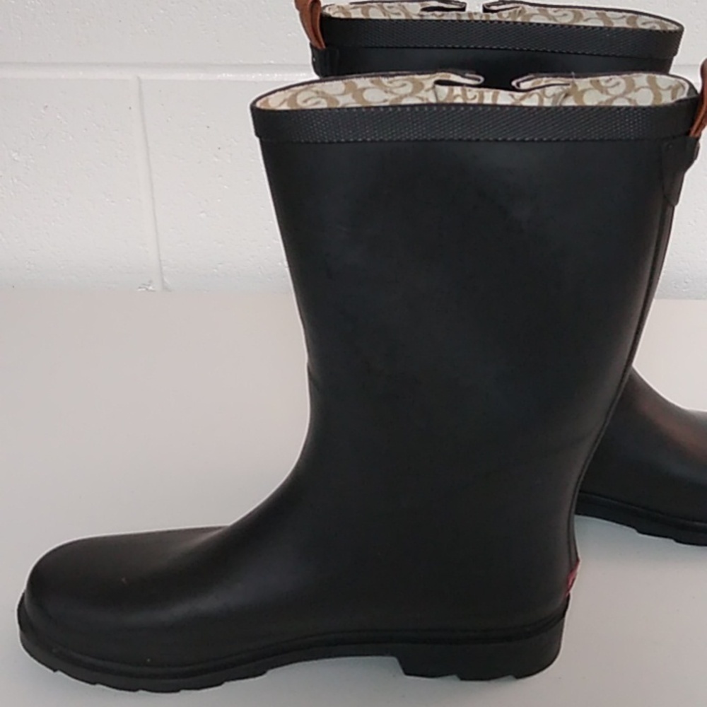 CHOOKA RAIN BOOTS, 12" SHAFT, BLACK WITH BROWN BUCKLES SIZE 10 - Picture 3 of 10